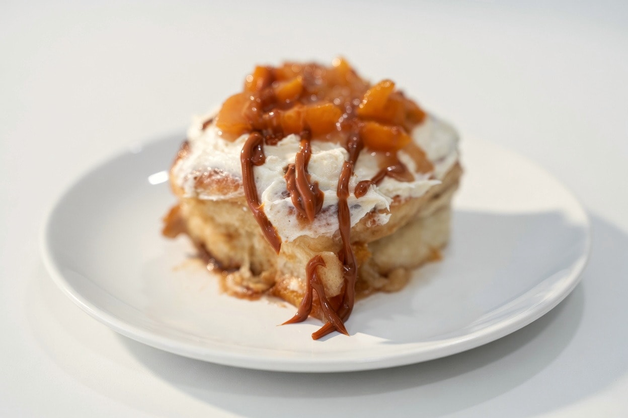 Peach cobbler cinnamon roll